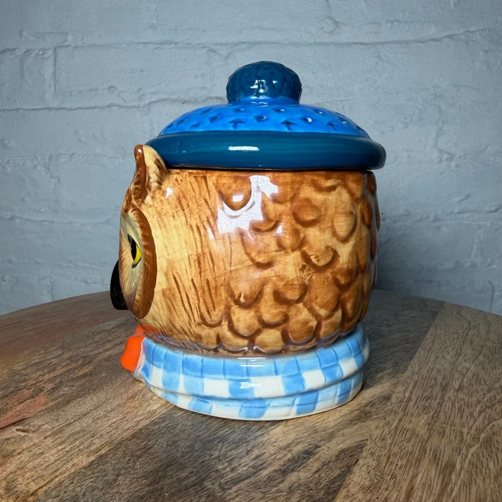 West Elm Rachel Kozlowski Dapper Animal Owl Mug with lid hand painted